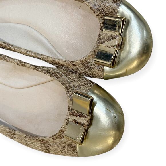 Coach 9 Demi Ballet Flats Snakeskin Patent Leather Toe Cap Slip-On Foldable Bow - Picture 7 of 8